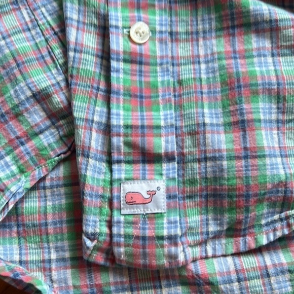 Vineyard Vines Slim Fit Murray Shirt 100% Cotton Plaid Green Red Blue Size Small - Picture 5 of 6